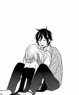 ♠️ Anime, Mangá, Romance, Casal, Abraço, Amor, Feliz telegram sticker