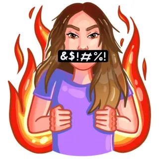 🔥 &!$!#%! złość, zły, ocenzurowane, ogień, rozżalony, kobieta telegram sticker