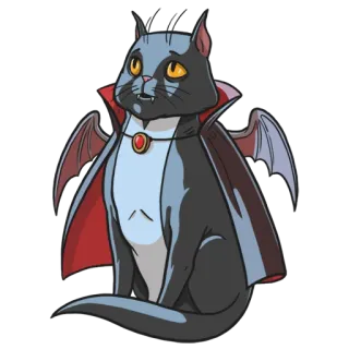 🧛 cat, vampire, halloween, animal, cartoon, pet, feline telegram sticker