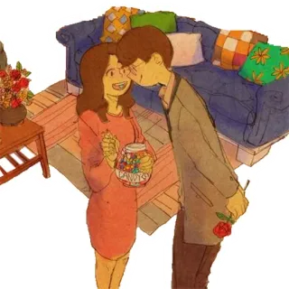 🌹 пара, любовь, романтика, конфеты, роза, дом telegram sticker