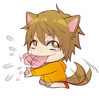 😏 Anime, Chibi, Hundeohren, Cartoon telegram sticker