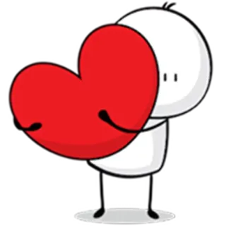 ❤ serce, miłość, przytulanie, postać, biały, czerwony telegram sticker