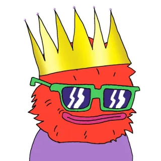 🤴 Kreskówka, Potwór, Król, Korona, Okulary przeciwsłoneczne, Postać telegram sticker