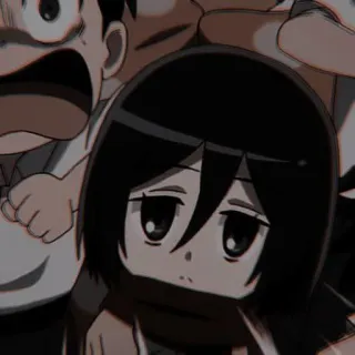 🀄 Mikasa Ackerman Attack on Titan Animé, Manga, Chibi, Personnage, Mignon, Triste telegram sticker