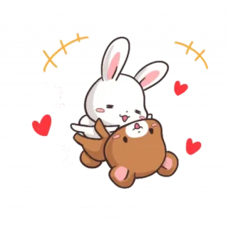 😍 lapin, ours, mignon, animal, kawaii, autocollant whatsapp sticker