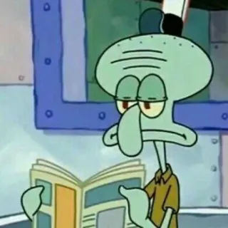 ⚓️ Squidward Spongebob Squarepants dessin animé, calamar, lecture, ennuyé, Nickelodeon telegram sticker