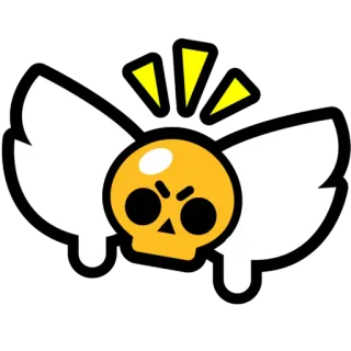 😁 หัวกะโหลก, ปีก, โกรธ, สีเหลือง, ไอคอน, สติกเกอร์ telegram sticker