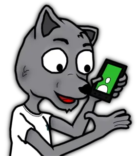 📱 wolf, anthropomorph, Cartoon, Telefon, Anruf telegram sticker