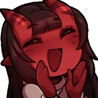 👏 Anime, Demone, Carino, Cartone animato, Rosso, Corna, Ragazza whatsapp sticker