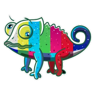 🙃 카멜레온, 동물, 화려한, 파충류, 스티커 telegram sticker