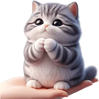 🙏 kot, kociak, słodki, uroczy, szary pręgowany, zwierzę, zwierzę domowe telegram sticker