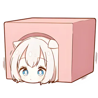 😶 Anime, Dessin animé, Mignon, Kawaii, Boîte, Chat, Chibi telegram sticker