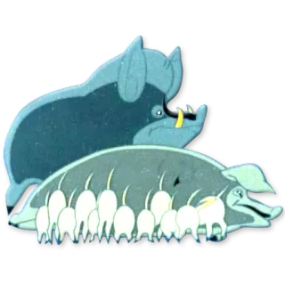 👪 cerdo, jabalí, animal, dibujo, dibujo animado telegram sticker