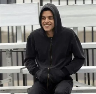 😂 man, hoodie, smiling, portrait, bleachers telegram sticker