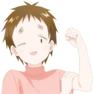 💪 Anime, Junge, süß, Cartoon, zwinkernd, Porträt whatsapp sticker