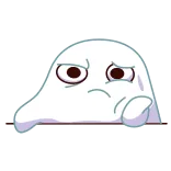 😠 fantôme, dessin animé, effrayant, triste, blanc telegram sticker