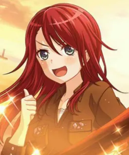👍 anime girl, red hair, smile, cute, cheerful, thumbs up telegram sticker