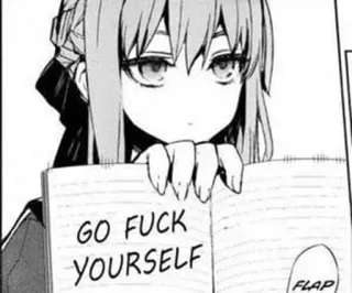 ❄️ GO FUCK YOURSELF anime girl, offensive, swear words telegram sticker