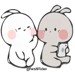 😘 @mokimikimoo น่ารัก, กระต่าย, สติกเกอร์, เพื่อน, คาวาอิ telegram sticker