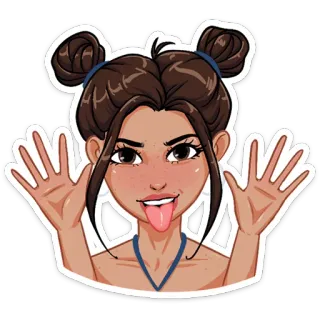 😛 donna, lingua, posa, sticker, ragazza, divertente, cartone animato telegram sticker