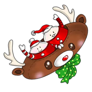 🐐 natal, papai noel, rena, feriado, fofo, desenho animado, adesivo telegram sticker