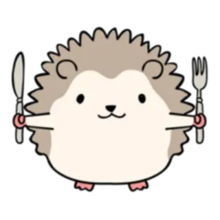 🍽 erizo, animal, lindo, cuchillo, tenedor, comiendo telegram sticker