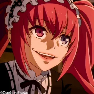 🥢 @YanderePacks anime, girl, red hair, maid, creepy smile whatsapp sticker