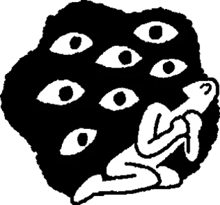 👁️ occhi, paura, ansia, persona, illustrazione, minimalista telegram sticker