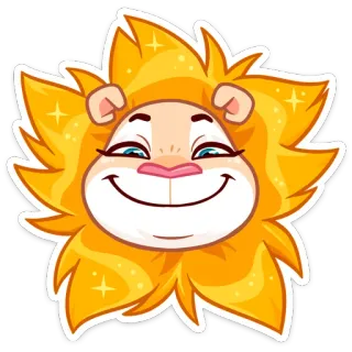 ☺️ 狮子, 动物, 卡通, 可爱, 快乐, 得意 telegram sticker