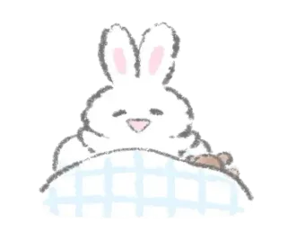🧂 lapin, mignon, animal, endormi, lit, lapinou telegram sticker