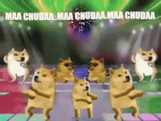 😎 MAA CHUDAA MAA CHUDAA MAA CHUDAA Doge, Tanzen, Meme, Party, Tiere telegram sticker