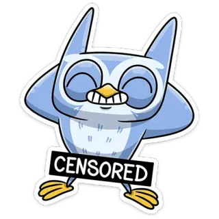 🍑 CENSORED bird, censored, owl, cartoon, funny, sticker telegram sticker