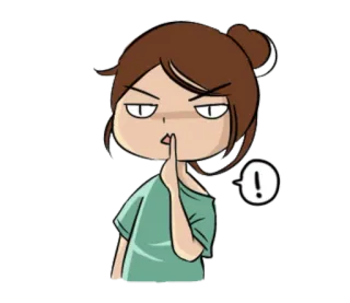 ❗ donna, shh, silenzio, silenzio, cartone animato, esclamazione whatsapp sticker