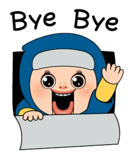 🥷 Bye Bye Tschüss, Winken, Süß, Cartoon, Fröhlich, Gruß telegram sticker
