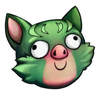 🙂 cochon, animal, dessin animé, mignon, drôle, vert telegram sticker