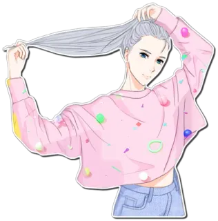 😚 personaje, anime, chico, ilustración, lindo, rosa, casual telegram sticker