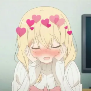 🕸 Anime, Serca, Słodkie, Rumieniec, Dziewczyna, Kreskówka telegram sticker