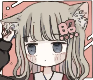🤨 昭 动漫, 猫耳, Q版, 角色, 日语, 可爱, 女孩 whatsapp sticker