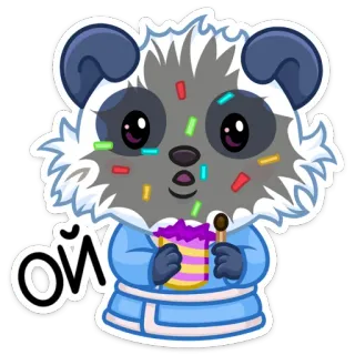 🥳 Ой Panda, Ciasto, Słodki, Deser, Słodki, Kreskówka telegram sticker