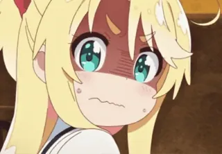 😰 Animé, Dessin animé, Fille, En colère, Mignon, Choqué(e), Blonde telegram sticker