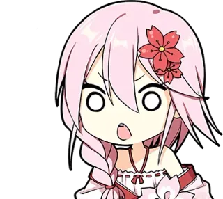 😯 Anime, Chibi, Desenho animado, Garota, Cabelo rosa, Chocada, Surpresa whatsapp sticker