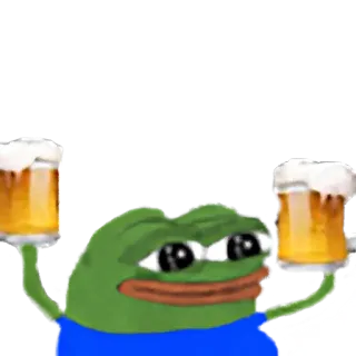 🍻 Pepe the Frog pepe, 青蛙, 啤酒, 喝酒, 表情包 telegram sticker