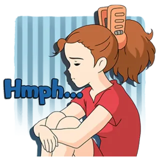 ☹ Hmph... 슬픈, 화난, 애니메이션, 만화, 소녀 telegram sticker