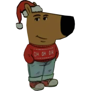 🎅 OH OH OH คริสต์มาส, การ์ตูน, สุนัข, เสื้อสเวตเตอร์, วันหยุด, รื่นเริง telegram sticker