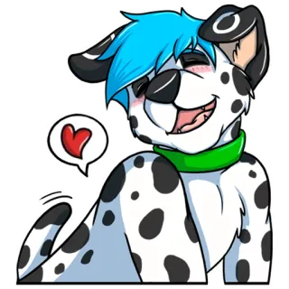 😘 狗, 斑点狗, 兽人, 兽迷, 心, 卡通 telegram sticker