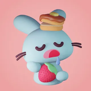 5️⃣ lindo, conejo, fresa, panqueques, dormilón, dibujos animados, comida, dulce telegram sticker