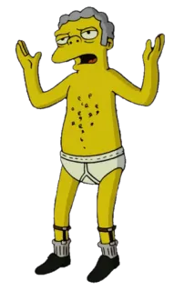 😧 Moe Szyslak The Simpsons cartoon, Moe, The Simpsons, character, underwear, animation telegram sticker