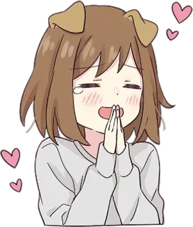 😍 Anime, Telinga anjing, Lucu, Kartun, Gadis, Hati telegram sticker