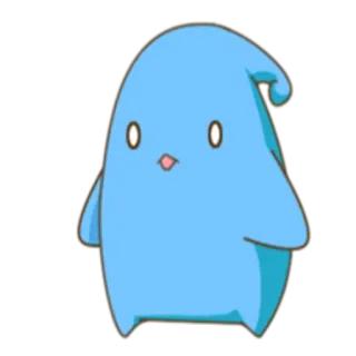 😐 imut, biru, kartun, blob, kawaii whatsapp sticker