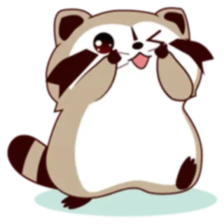 😉 mapache, mono, animal, kawaii, dibujo animado, guiñando, feliz whatsapp sticker